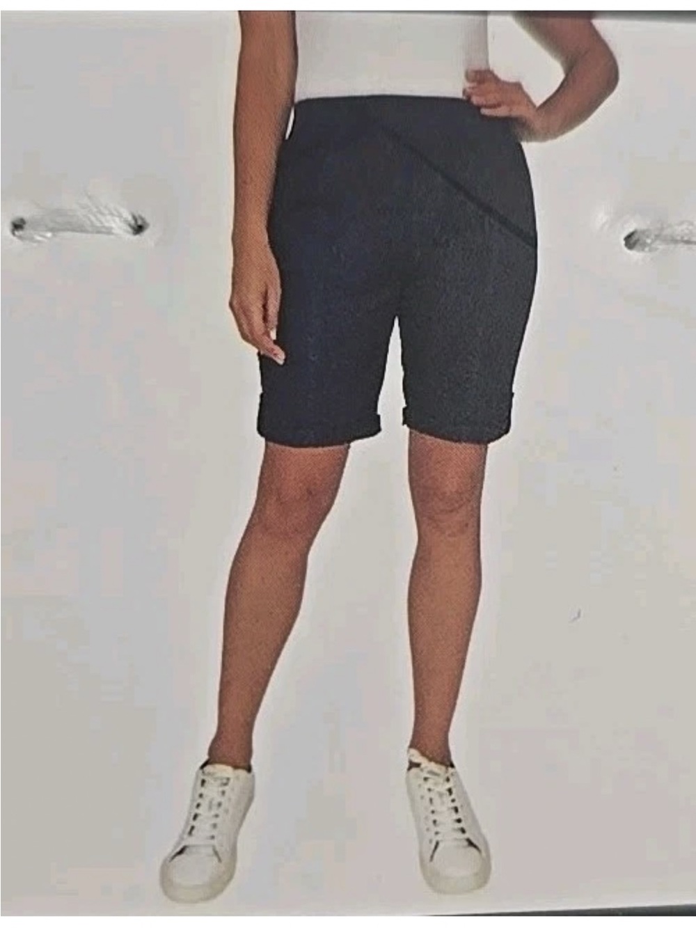 NWT Briggs Navy Elastic-Waist Bermuda Shorts with Roll-Cuff with pocket size XL - Picture 7 of 14